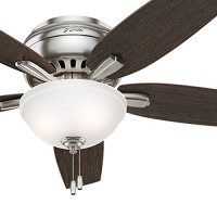 Hunter Fan 52" Hugger Ceiling Fan in Brushed Nickel with a Cased White Glass Light Kit  5 Blade (Certified Refurbished) - B06XGMWRSV